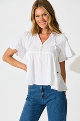 White Cotton Linen Orla Blouse